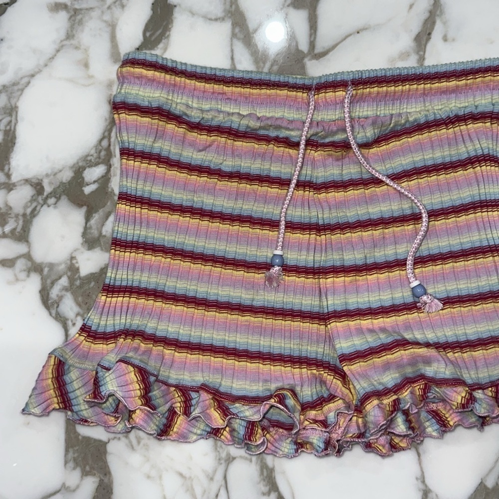 Roller Rabbit Candy Stripe‎ Delilah Short Rainbow Pleated Ruffle Drawstring - Picture 4 of 7